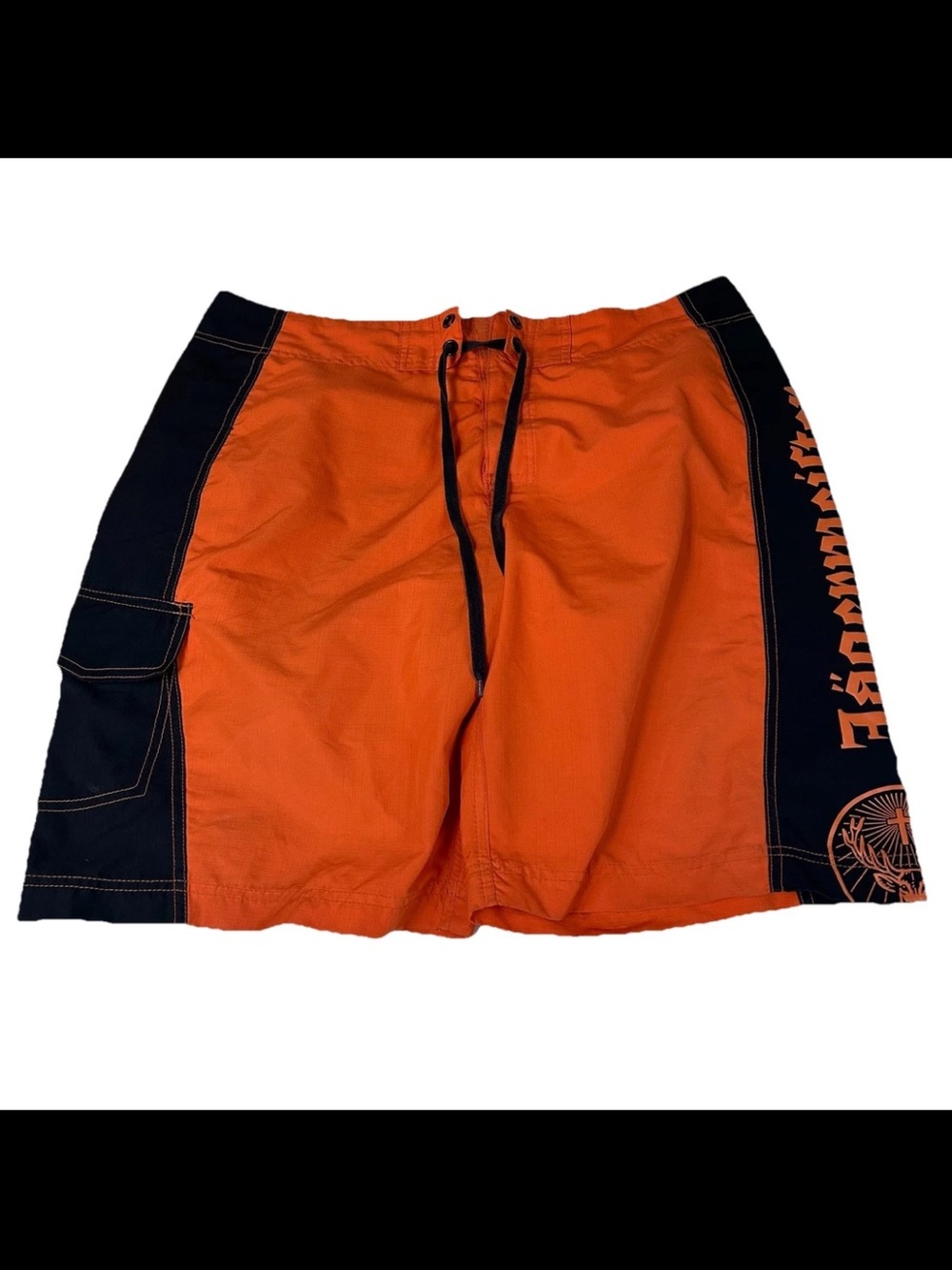 Jagermeister Men’s Size Large (?) Swim Shorts Trunks Orange Black #1319